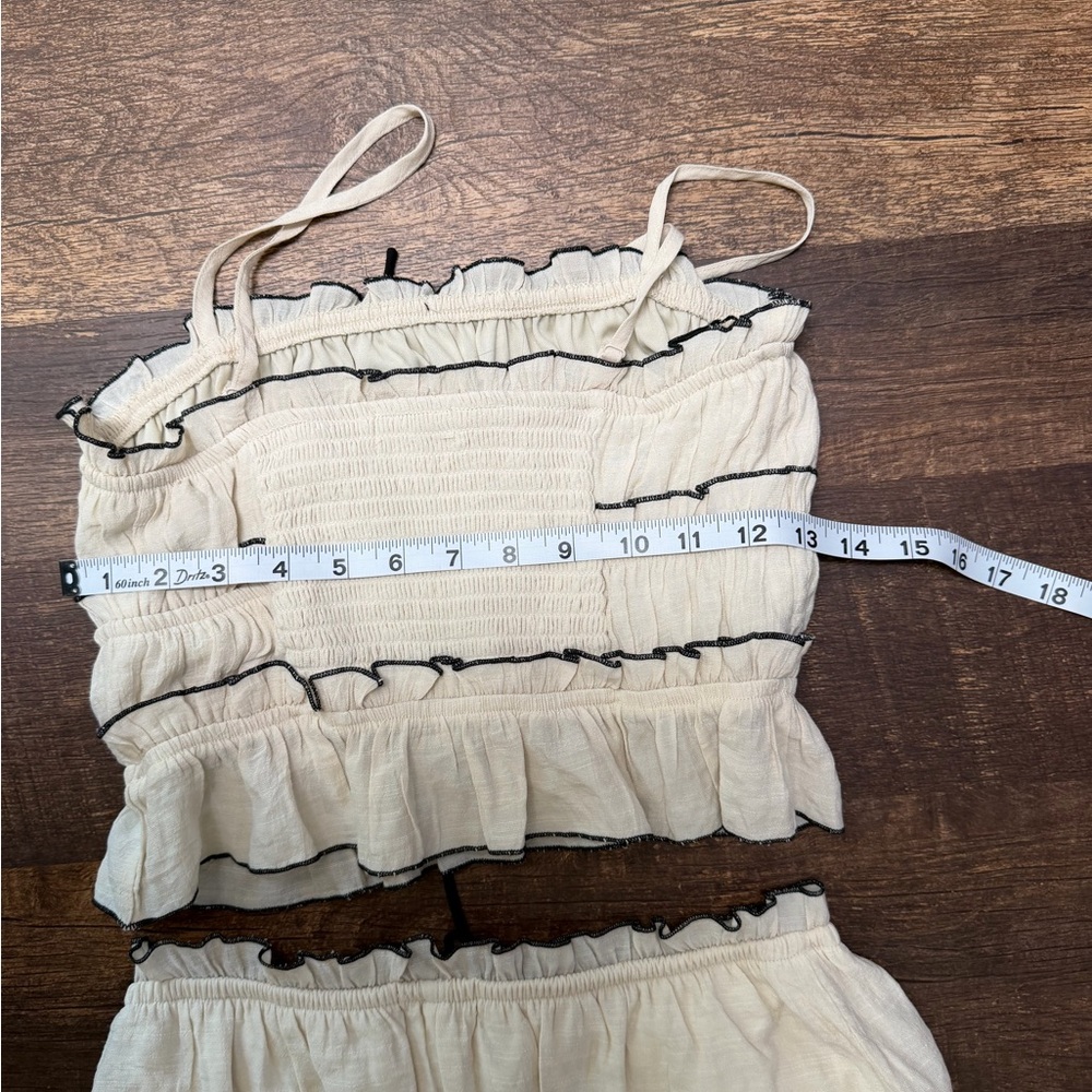 Cream Ruffle Skirt Set with Black Trim - Picture 10 of 13